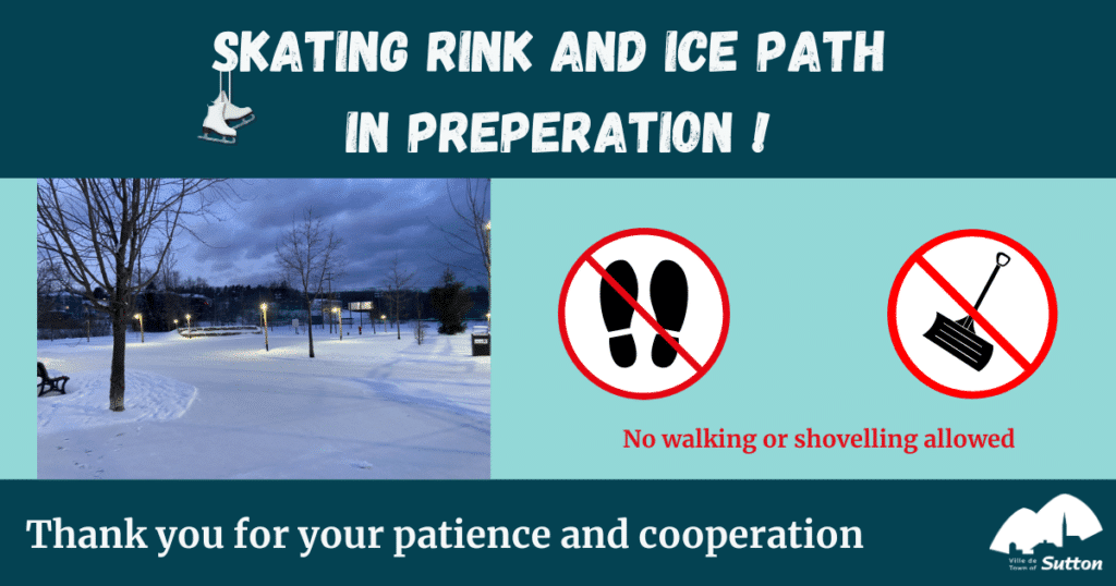 Skating rink and ice path in preparation