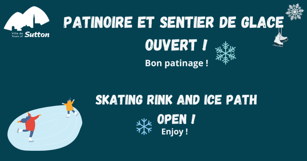 Patinoire et sentier de glace ouvert - Ville de Sutton