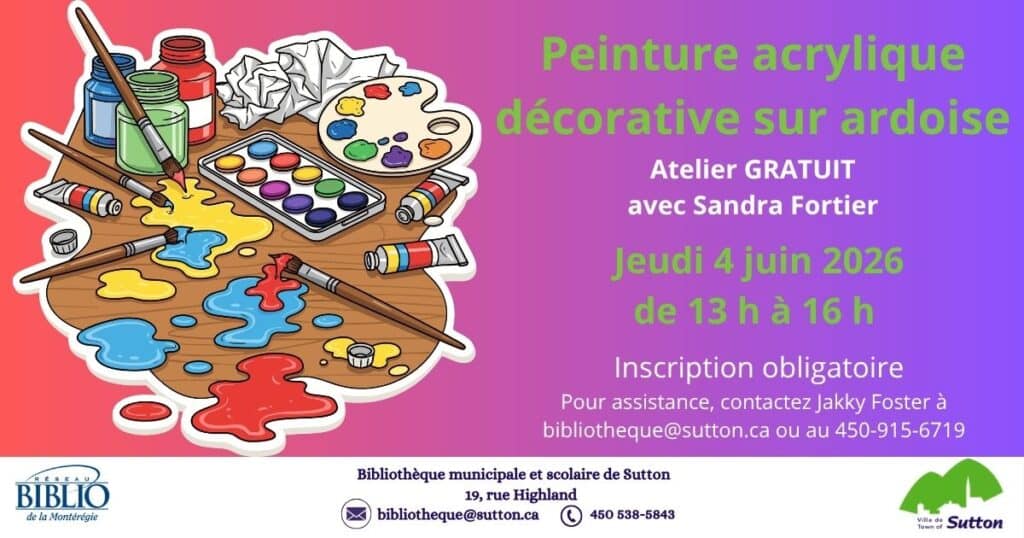 visuel Atelier peinture acrylique sur ardoise FR